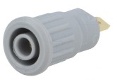 Soclu banană 4mm 24A 1kV gri aurit izolat panou