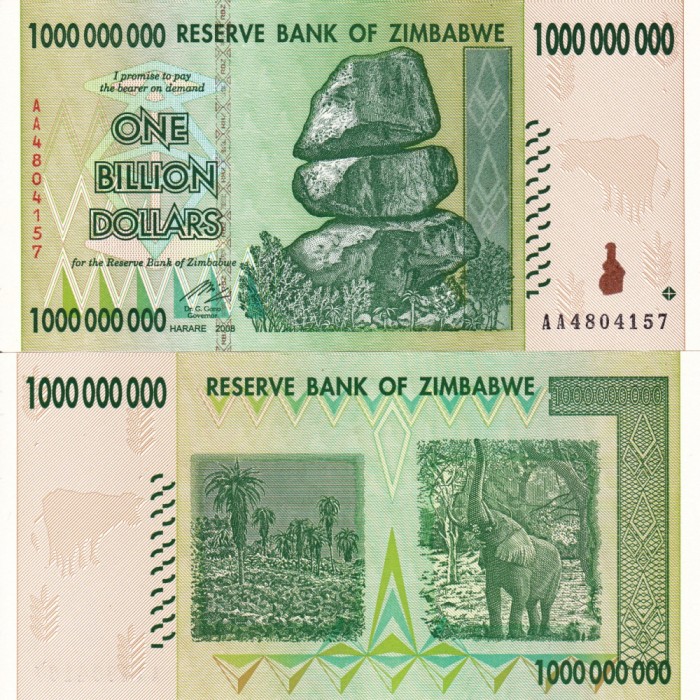ZIMBABWE 1.000.000.000 dollars 2008 UNC!!!