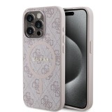 Husa Guess iPhone 15 Pro 4G Collection Leather MagSafe, roz, GUHMP15LG4GFRP