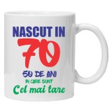 Cana alba personalizata &quot;Nascut in&quot;, INOVATIX&reg;. 330ml