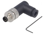 Conector M8 Tată 3 PIN 90&deg; Cablu, TE Connectivity