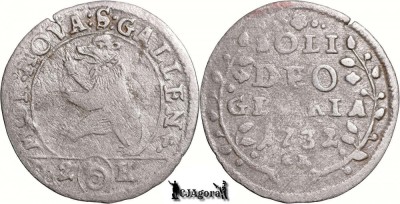 1732, 2 Kreuzer / &amp;frac12; Batzen - Orașul St. Gallen - Confederația Elvețiană foto