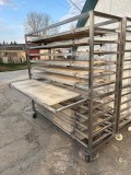 2 buc. cărucioare panificatie din inox pt panacoade, &icirc;mpreună cu 12 buc. panacoade din aluminiu cu p&acirc;nză, an 2018