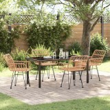 VidaXL Set de masă pentru grădină 5 pcs Maro Rattan poli