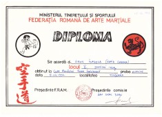 Diploma Federatia Romana de Arte Martiale, 1992