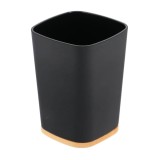 Suport Periuțe Plastic / Bambus &ndash; Negru