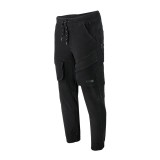 PANTALON ELASTIC CU SNUR SI MANSETE / NEGRU - 3XL