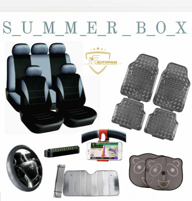 Summer Box &amp;ndash;GRI&amp;ndash;Huse scaune+Covorase+Husa volan+Suport telefon+Parasolare foto