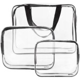 Set 3 borsete cosmetice transparente Soulima, impermeabile, cu fermoar