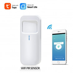 Senzor inteligent de miscare, independent, WiFi, compatibil TuyaSmart si SmartLife, baterie CR123A, alb foto