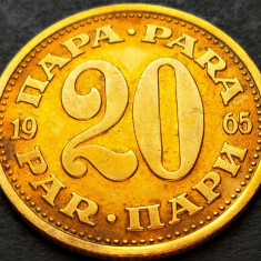 Moneda 20 PARA - RSF YUGOSLAVIA, anul 1965 * cod 2078 A
