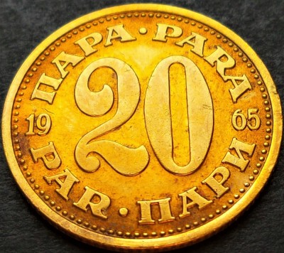 Moneda 20 PARA - RSF YUGOSLAVIA, anul 1965 * cod 2078 A foto