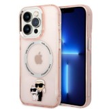 Husa iPhone 14 Pro - Karl Lagerfeld Hardcase MagSafe (KLHMP14LHNKCIP) - Pink Iconic Karl&amp;Choupette
