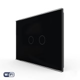 Cumpara ieftin Intrerupator dublu Wi-Fi cu touch Livolo din sticla, negru, standard italian