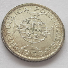 339. Moneda Mozambic 10 escudos 1960 - Argint 0.720