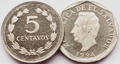 1764 El Salvador 5 centavos 1994 Francisco Moraz&amp;aacute;n km 154 UNC foto