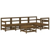 Set mobilier gradina, 6 piese, maro miere, lemn masiv de pin