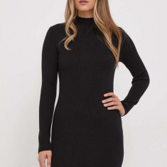 Pepe Jeans rochie din amestec de lana culoarea negru, mini, mulata