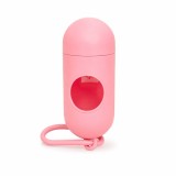 Dispenser Pungi Igienice pentru C&acirc;ini, Formă Capsulă, cu Carabină, Roz Pal