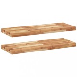 Rafturi suspendate 2 buc. 80x30x4 cm lemn masiv acacia netratat