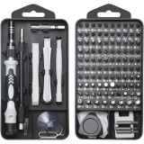 Set 122 biti de precizie pentru reparatii computer/laptop, Sunmostar, Crom, Cap magnetic, Gri