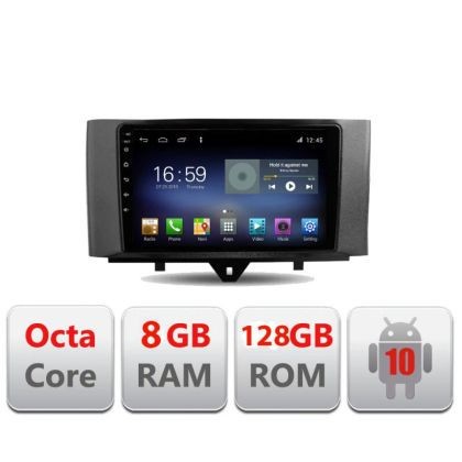 Navigatie Smart For Two 2010-2015 F-Smart10 Octa Core cu Android Radio Bluetooth Internet GPS WIFI DSP 8+128GB 4G CarStore Technology