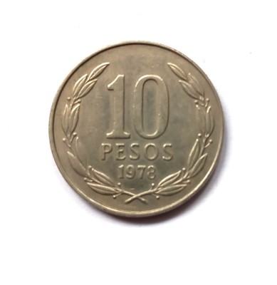 Chile 10 Pesos 1978 &amp;quot; Chilena &amp;quot; moneda km # 210 foto