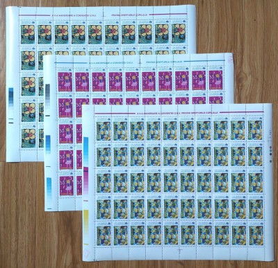 RO 1999 LP 1497,&amp;quot;Aniv. Conventiei O.N.U.-drepturile copilului&amp;quot;,coli 50 serii,MNH foto