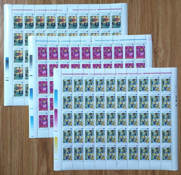 RO 1999 LP 1497,&quot;Aniv. Conventiei O.N.U.-drepturile copilului&quot;,coli 50 serii,MNH