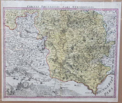 Johann Baptist Homann, CIRCULI BRUNNENSIS PARS MERIDIONALIS - Harta 1720 foto