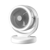 Ventilator electric de masa, cu 3 intensitati de lumina, cu picior, din ABS, incarcare USB, oscilant, 3 trepte de viteza, alb