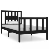 Cumpara ieftin Cadru de pat mic single, negru, 75x190 cm, lemn masiv