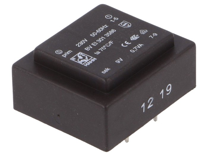 Transformator &icirc;ncapsulat 0,7VA 230V 9V