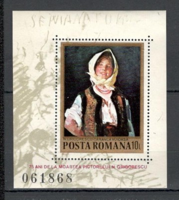 Romania.1982 75 ani moarte N.Grigorescu:Pictura-Bl. YR.741 foto