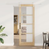 Ușă glisantă vidaXL cu set de feronerie &#039;ORKDAL&#039;Lemn &amp; Sticlă, Ușă de interior vidaXL cu sticlă &#039;ORKDAL&#039;78x211x4 cm Lemn masiv de pin