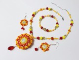 Cumpara ieftin Set handmade Sunset colors , margele, colier, bratara, cercei