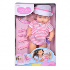 Papusa interactiva Baby Doll cu palarie si rochie roz, 3 ani+ foto