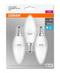 Set 3 becuri led osram e14 5w 470 lumeni lumina foto