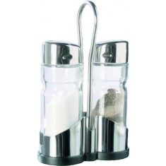 Set sare si piper din sticla cu capac inox