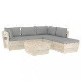 vidaXL Set mobilier grădină din paleți cu perne, 6 piese, lemn molid 3063553