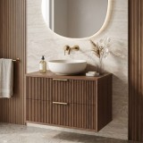 Dulap baie pentru lavoar Rea Mono 80cm Brown