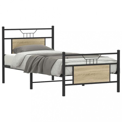 vidaXL Cadru pat fără saltea, stejar sonoma 75x190 cm lemn prelucrat 4106800 foto