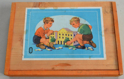 Joc vechi de tip lego din lemn ART CO - Germania anii 50 -60 foto