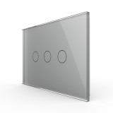 Cumpara ieftin Panou &icirc;ntrerupator triplu touch Livolo din sticla gri, standard italian