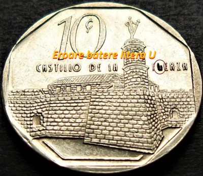 Moneda exotica 10 CENTAVOS - CUBA, anul 1996 * cod 619 A= ERORI de BATERE A.UNC foto