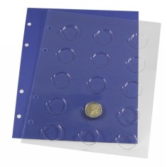 Folie blister cu carton albastru, TOPset, pentru 15 monede de 2 euro