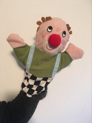 Marioneta clovn clown paiata, papusa de mana, teatru papusi copii foto