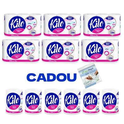 Pachet: 36 role Hartie igienica Kilo Confort, 6 kg, 3 straturi + 6 Prosop de hartie Kilo Confort monorola, 3 straturi + Carpa magica cadou foto