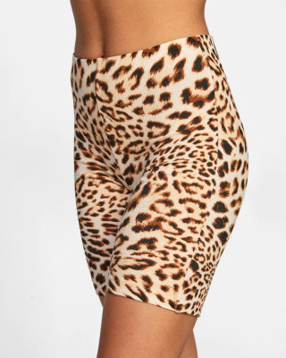 Pantaloni scurti de ciclism cu imprimeu leopard, maro, dama, RVCA foto