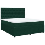 Cumpara ieftin Pat box spring cu saltea, verde inchis, 180x200 cm, catifea